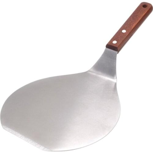 Stainless Steel Pizza Ahovel Round Cake Transfer Device Solid Wood Handle Blade Edge Pizza Shovel for Baking Homemade Pizza Brea