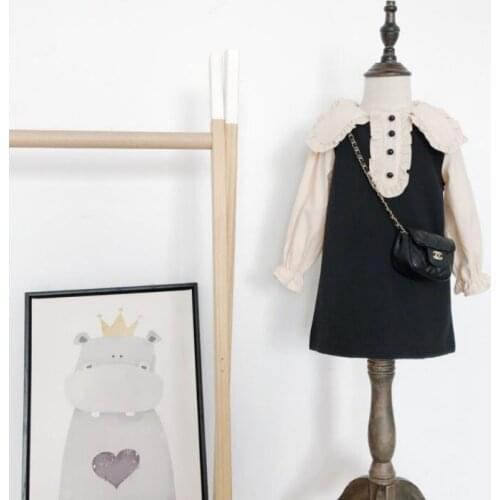 Cute Girls Dress New Autumn Brand Girls Clothes Bownot Peter pan Collar Design Kids Princess Dress Party Dress For 1-8 Years