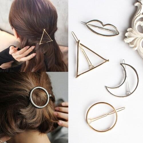 Fashion Geometric Mental Hairpins For Girls Triangle Moon Hair Pin Star Hair Clip for Women Barrettes Hair Accessories