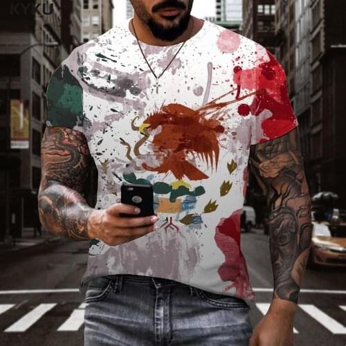 KYKU Brand Mexico T shirt Men Eagle Anime Clothes Animal Tshirt Printed Graffiti T-shirts 3d Short Sleeve summer New Style Tops