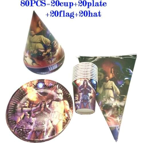 Star Wars Party Supplies Kids Birthday Decoration Disposable Tableware Set Paper Plate Cup Banner Baby Shower Party Supplies Hat