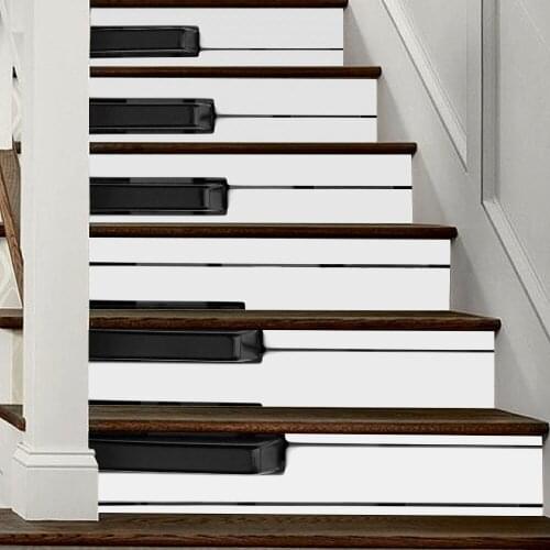 Colomac 3d 6pcs waterproof stair floor stickers renovation piano pattern living room DIY wall decor poster stairway stickers