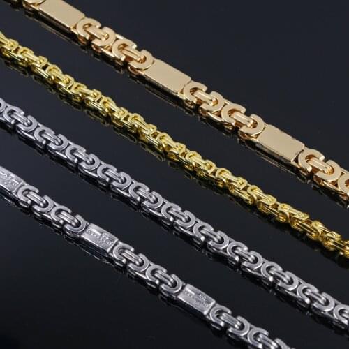 4MM 8MM Jesus Cross Gold Silver Stainless Steel Byzantine Chains Necklace For Men Hip Hop Link Chain Handmade Jewelry Gift