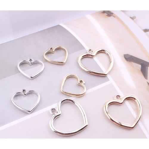 50pc 17/24mm Gold Color Cute Hollow Heart Charm geometry pendant For Earring Necklace DIY Handmade Jewelry Making