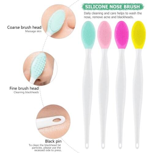 Practical Silicone Nose Cleansing Brush Exfoliating Massage Brush Pore Cleaner Double-Sided Wash Face Brush Beauty Skin Care