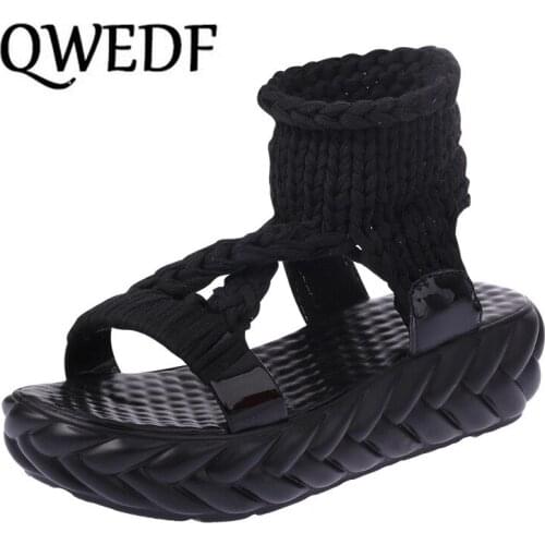QWEDF 2019 Fashion Women Sandals For Breathable Comfort Shopping Ladies Walking Shoes Summer Platform White Sandal Shoes X5-05