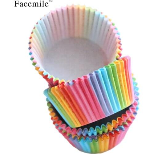 Rainbow 500pcs Cake Mold Decorating Tool Cupcake Liner Baking Paper Muffin Cases Box Cup Tray Oilpaper Utensil for Kitchen