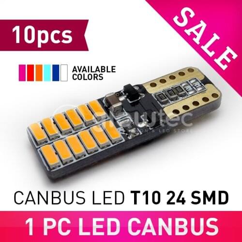 10pcs SALE Super bright LED T10 canbus no error 24 SMD 4014 car light 12V w5w auto cob clearance bulb door lamp signal