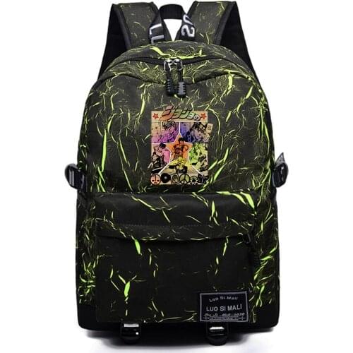 Anime JoJoS Bizarre Adventure Schoolbag Unisex Backpack Fabric Packsack Mochila High Quality Student Casual Travel Laptop Bag