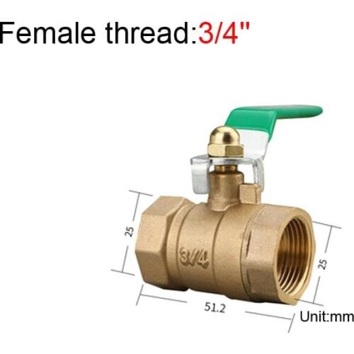 3/4" Female To Female Brass Thicken Ball Valve With Green Handle For Water Oil Air Gas Fuel Line Shutoff Pipe Fittings