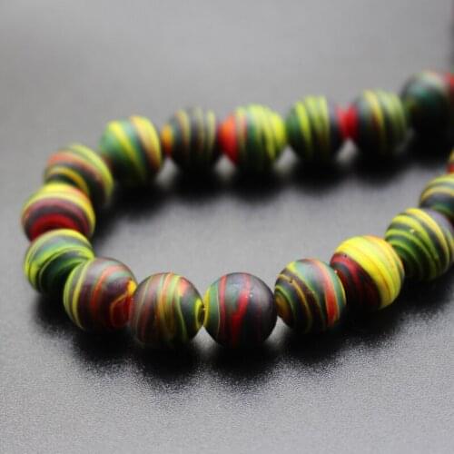 10Pcs 12mm Handmade Glass lampwork beads Red Yellow stripes for jewelry making Wholesale and Retail