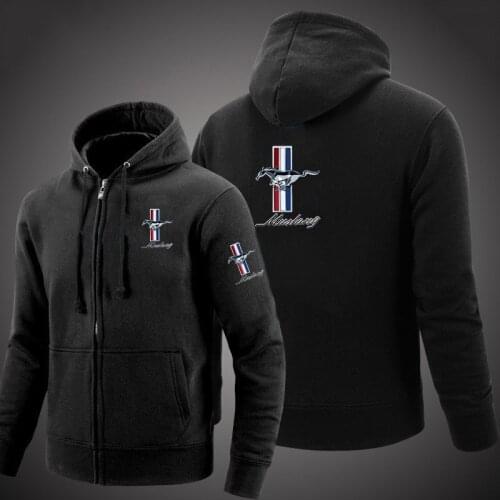 Unisex Mustang Car Logo autumn Spring Sweatshirts Leisure men Printed Zip Hoodie College Harajuku Casual Jacket Black Sweatsh