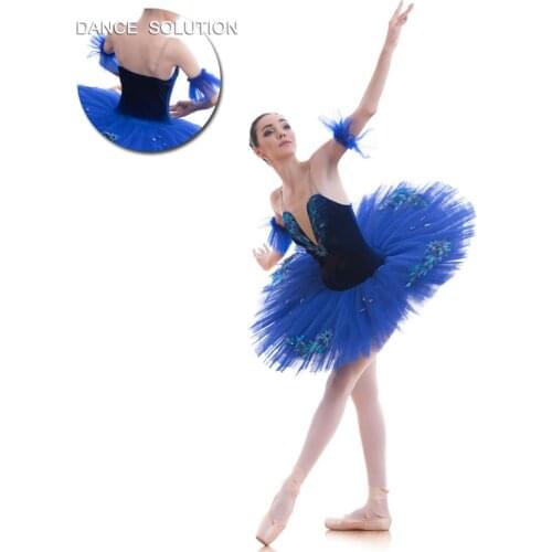 Royal Blue Stiff Tulle Professional Tutu Ballerina Costume Womens Ballet Dance Tutu Dress Red Bird Ballet Pancake Tutus BLL027