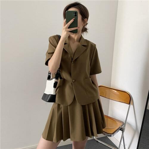 Half-length Skirt Fashionable High-rise Suit 2021 New Female Summer Suit Two-piece Suit