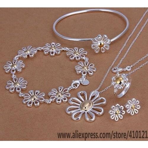 S288 Hot Sale High Quality Anniversary Jewelry Sets, Jewelry Elegant Charms Fashion Ring Earrings Bangle Bracelet Necklace