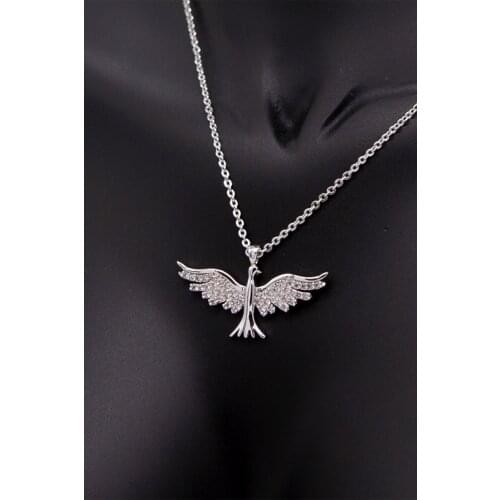 Women Zümrüdü Phoenix Necklace Zircon Silver Plated