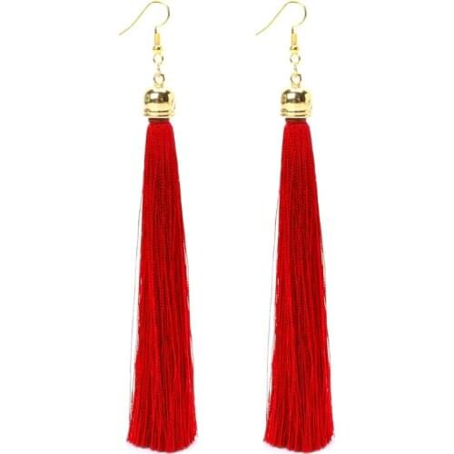 1 Pair Vintage Long Tassel Dangle Earrings Thread Fringe Drop Earring For Women E56A