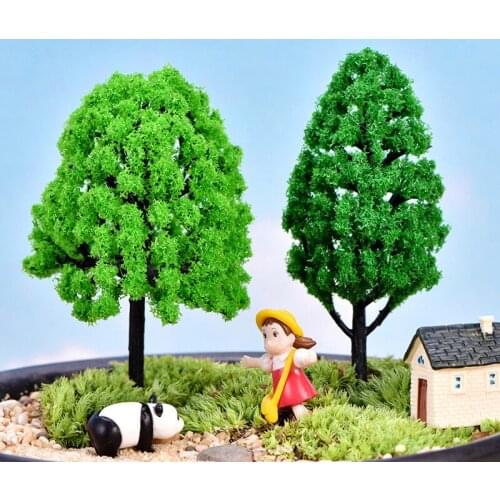 10PCS Simulation Trees Garden Micro Landscape Miniatures Plastic Figurines Mini Home Decoration High Quality Hot Sale Sakura