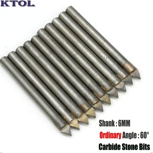 10pc/set 60 Degree 6mm V Bit Solid Carbide Endmill CNC Router Cutters Tools,3D Milling Tools Cutter for Stone Engraving/Milling
