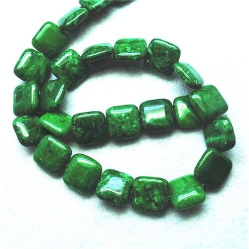 15 Inch Length Nature Green Jade Stone Loose Beads Jewelry Accessories Rectangle Shape Square Shape Good Selling DIY Items