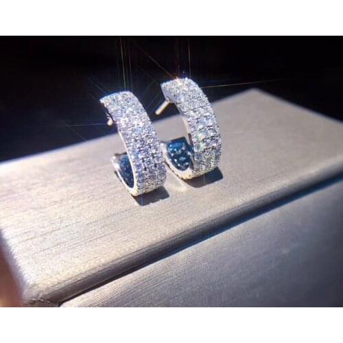 18K Soild White Gold Real Diamond Earrings Round Romantic Wedding Jewelry for Women Luxury Daimond Brincos Gold Earrings Jewelry