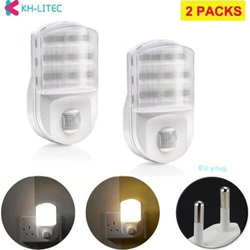 2 PACK Motion Sensor Night Light Potable 9 LED Closet Lights Plug Socket Power Supply Cabinet IR Infrared Motion Wall Lamp