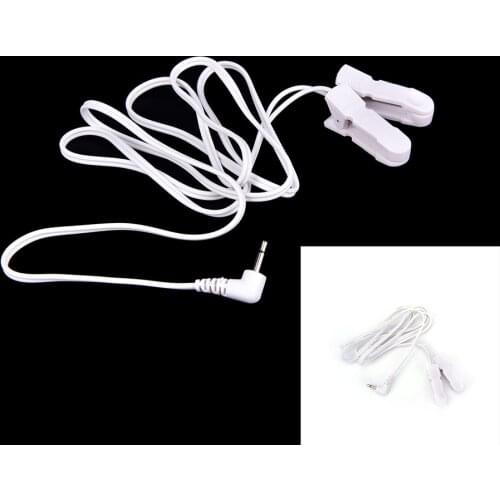 2020 Electrode Lead Wires Connecting Cables with 2 Ear Clips for Digital TENS Therapy Machine Massager 2.5mm Plug 1Pc