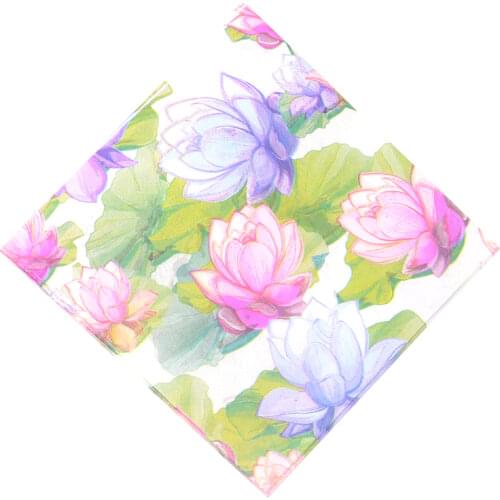 33*33cm 20pcs/lot Lotus Color Printed Napkin Decoupage Paper Elegant Napkins Servilletas Birthday Wedding Party Home Decoration