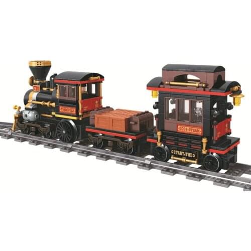 Classic steam train city 473+pcs Technical building block Enlighten rail bricks for children Compatible All Brands gift