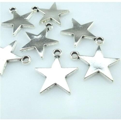5pcs Silver Color Star Charms Pendant For Jewelry Making Bracelet Vintage Accessories