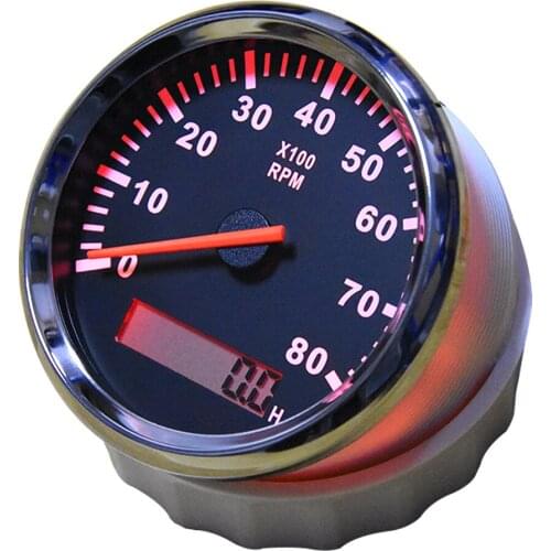 85mm tachometer for outboard motor 8000 rpm meter motorcycle rpm gauge hour meter 12v tach motorbike tachometer red Backlight