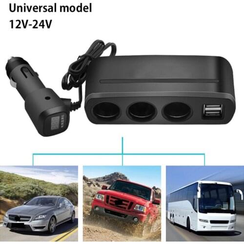 Car 3 in 1 Cigarette Lighter Power Adapter Double USB Port Vehicle Charger Socket For IPhone IPad Phone DVR GPS 120W Accessories
