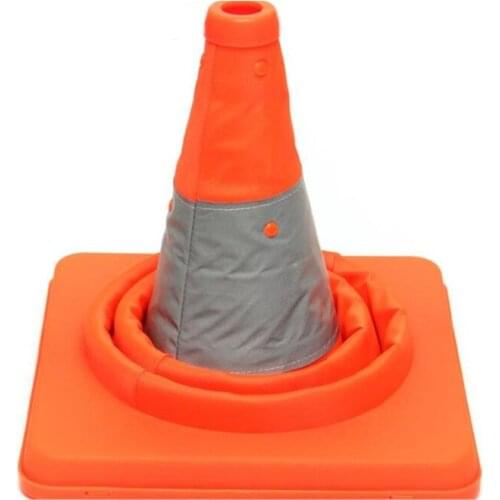 Car Telescopic Folding Road Cone Oxford Cloth Reflective Warning Sign Portable Triangle Safety Cone Traffic Facilities Supplies