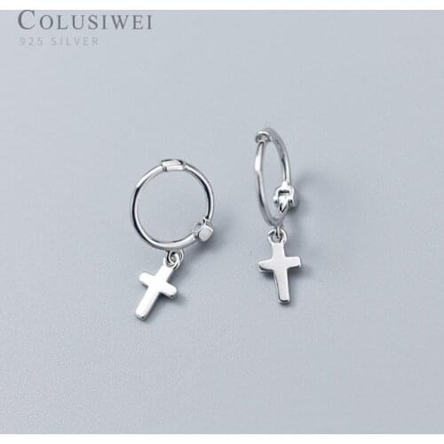 Colusiwei Fashion Genuine Silver Cross Dangle Earrings for Women Sterling Silver 925 Drop Earrings For Women Jewelry Designer
