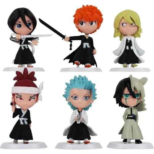 6Pcs/Set Anime Bleach Ichigo Ulquiorra cifer Renji Ichimaru Gin Toushirou PVC Action Figures Toys Dolls