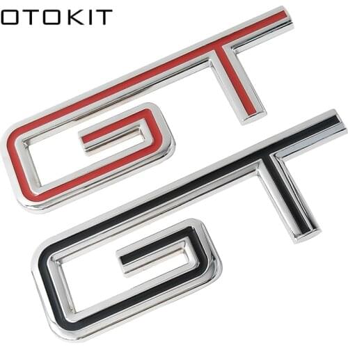 3D Meta Chrome GT LOGO Tail Trunk Decal Emblem Badge Car Sticker For BMW X6 X5 Ford Mustang Focus Mk 1 2 3 7 Mondeo Car Styling