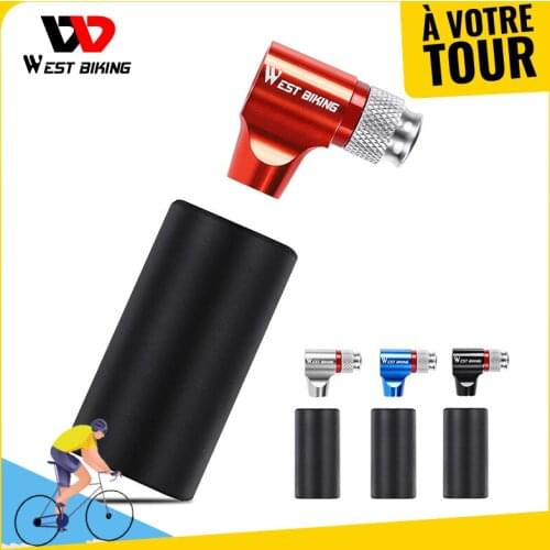 WEST BIKING CO2 Pump For Bicycle Schrader Presta Adapter Bike Pump Inflator Aluminum Tire Tube Mini Hand Pump NO CO2 Cartridge