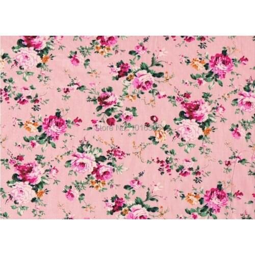 Hot Sale Pink roses flowers 100% cotton fabric Width 1.45 meter * 0.5 meter 2 pieces poplin fabric floral fabric