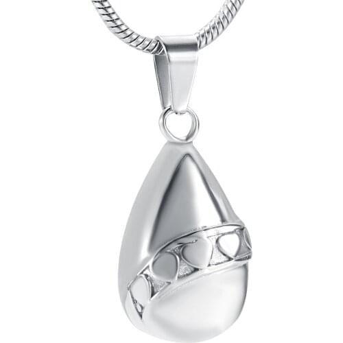 IJD9946 Perfect cremation jewelry heart Inlay Teardrop Stainless Steel Memorial Urn Jewelry Necklace Pendant For Cremation Ashes