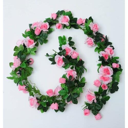 24 Heads Artificial Rose Fake Rose Vine Garland Silk Cloth Fake Rose Wreath Wedding Party Folar Decor