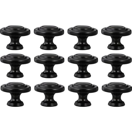 JFBL Hot 12PCS Drawers Cabinet Knobs Furniture Knobs Zinc Alloy Round Cabinet Pulls Kitchen Drawer Handles (Black)