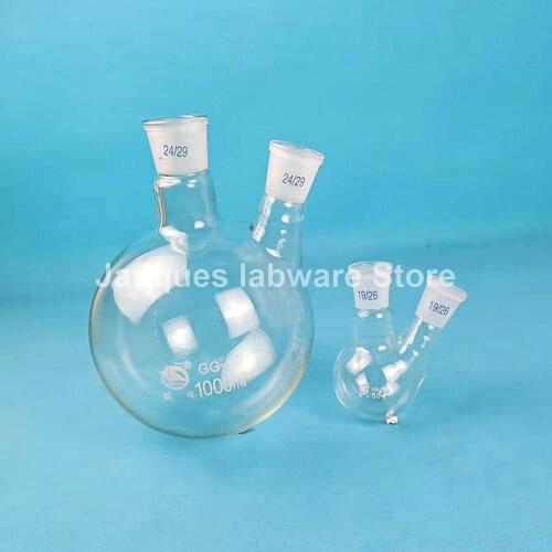 1pcs 50ml to 2000ml Oblique two-mouth flask with round bottom, distillation or standard reaction flask Chemical lab glassware