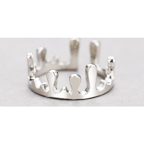 Fashion Irregular Crown Shape Open Rings for Women Accessories Statement Jewelry Ornament Silver Color Vintage Women Rings