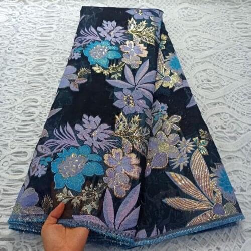 Latest African Brocade lace fabric Embroidery Mesh lace Jacquard fabric French Tulle Lace Fabric for Nigeria Wedding Party P1388