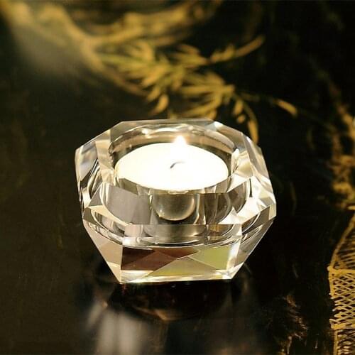 Square Glass Candle Holder Crystal Candlestick Home Decoration Ornaments Glass Crafts Candelabra Tealight Holder Christmas Gifts