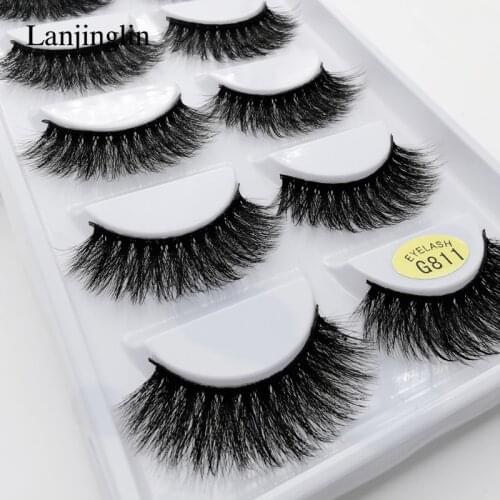 LANJINGLIN 10 boxes / lot mink eyelashes natural long false eyelashes 100% handmade soft 3d mink lashes makeup faux cils G811