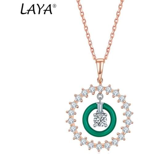 Laya Silver Necklace For Women Pure 925 Sterling Silver Shiny White Cubic Zirconia Fine Jewelry Handmade Enamel 2021 Trend