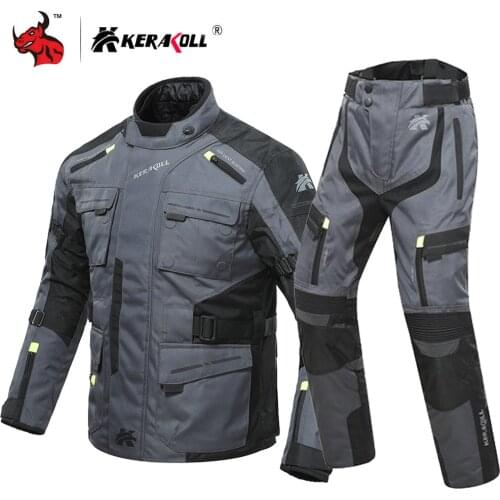 KERAKOLL Winter Motorcycle Jacket Mens Windproof Waterproof Moto Motocross Jacket Night Reflection Motorbike Riding Jacket Set
