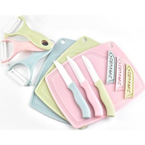 Eco-Friendly Ceramic Knife Set with Fruit Paring Knife Vegetable Peeler Mini Cutting Board Ceramics Kitchen Knife Set E2