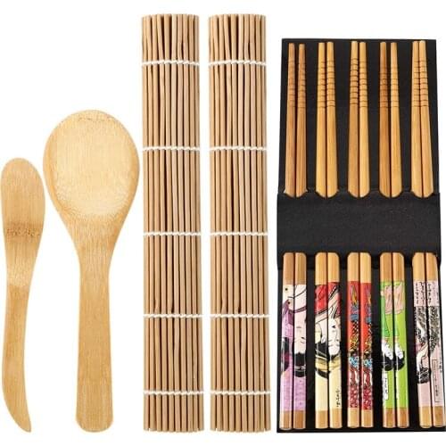 Sushi Making Tools Beginner Tools Set Include Sushi Rolling Pads Nori Rice Bamboo Curtain Roll Mats Equipment , Set of 9